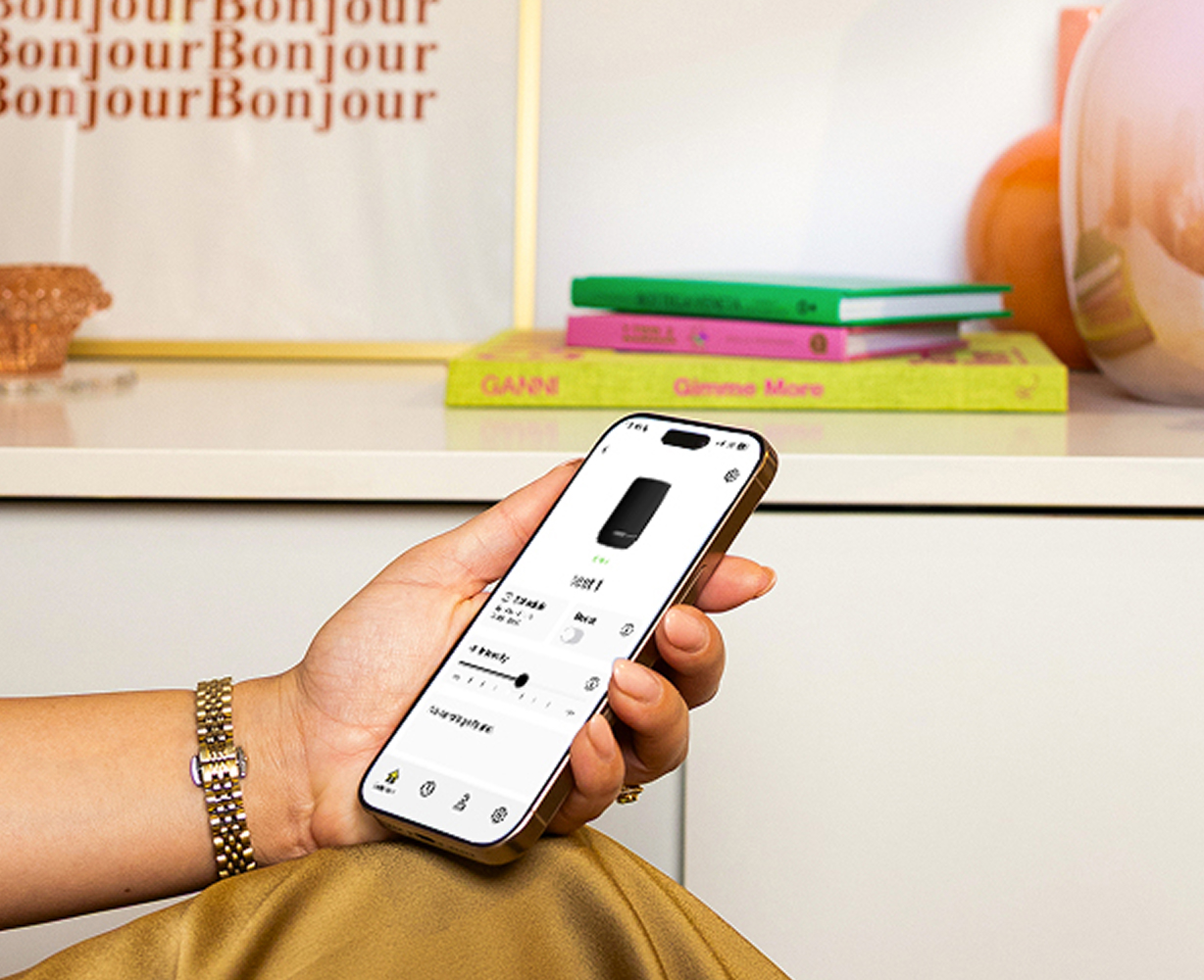 Scent diffusion app in use, viewed from a different angle