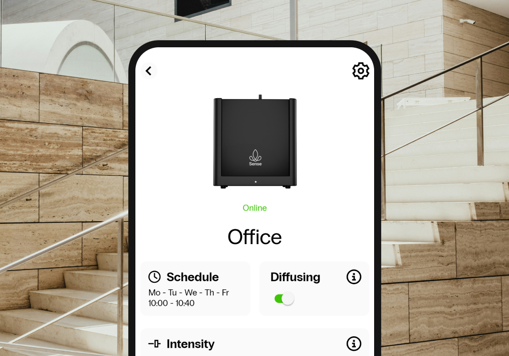 Smart scent diffuser with app control for productive workspaces