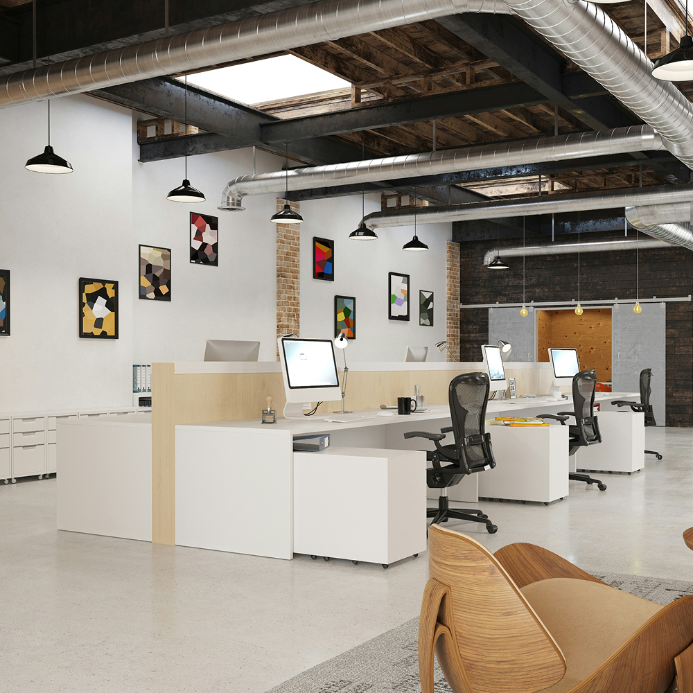 Modern workspace with optimized productive work space.