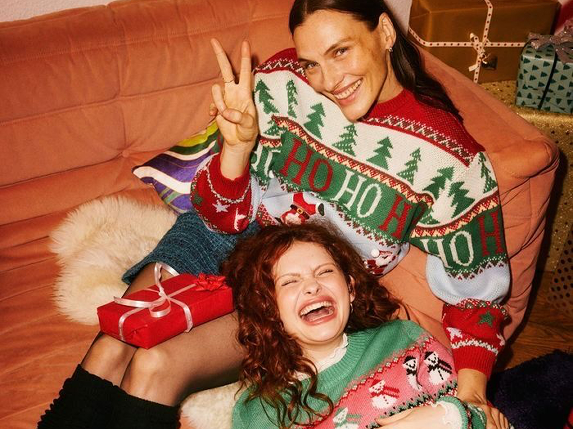 Girls, having fun with thematic winter scents